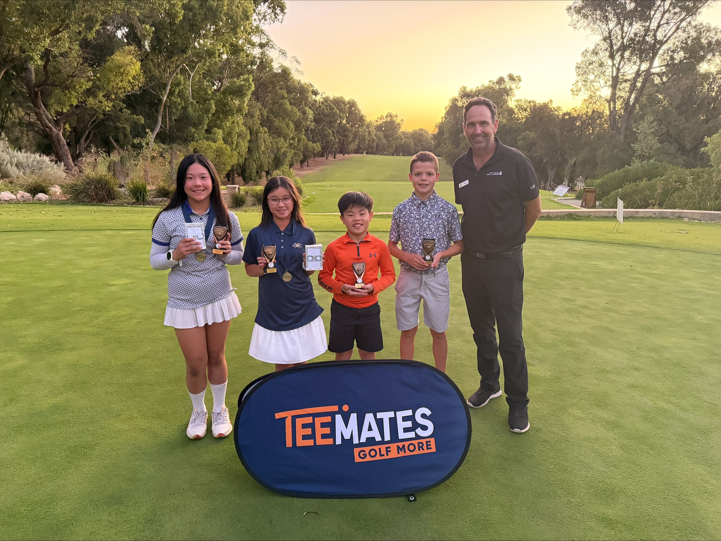 Tim Wood standing with the order of merit winners from the 4 tournament series